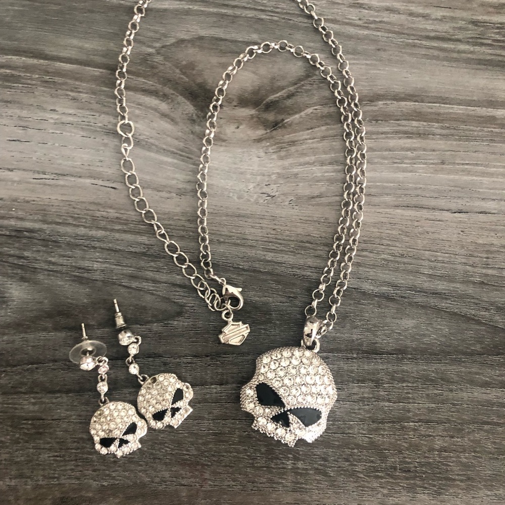 Harley Davidson necklace and earring set